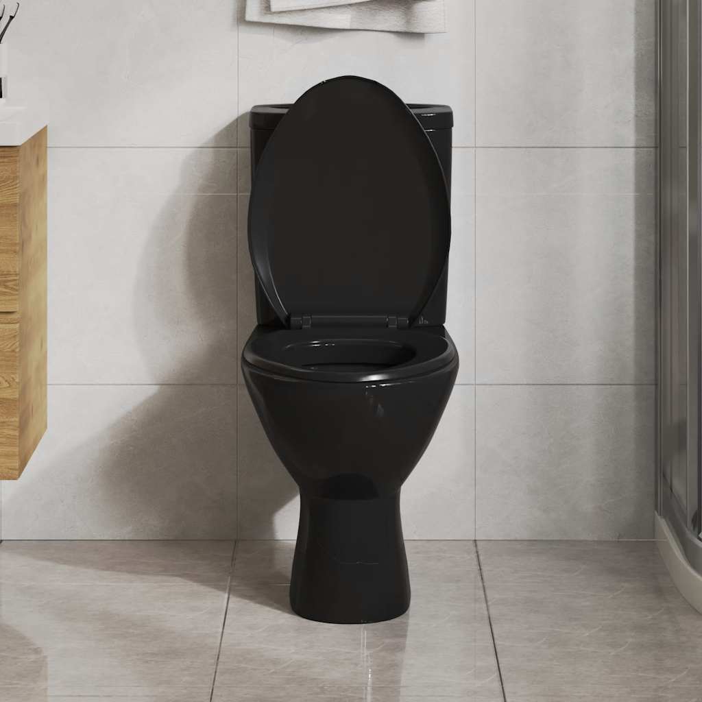 vidaXL Soft-close Toilet Seat with Quick-release Design Black