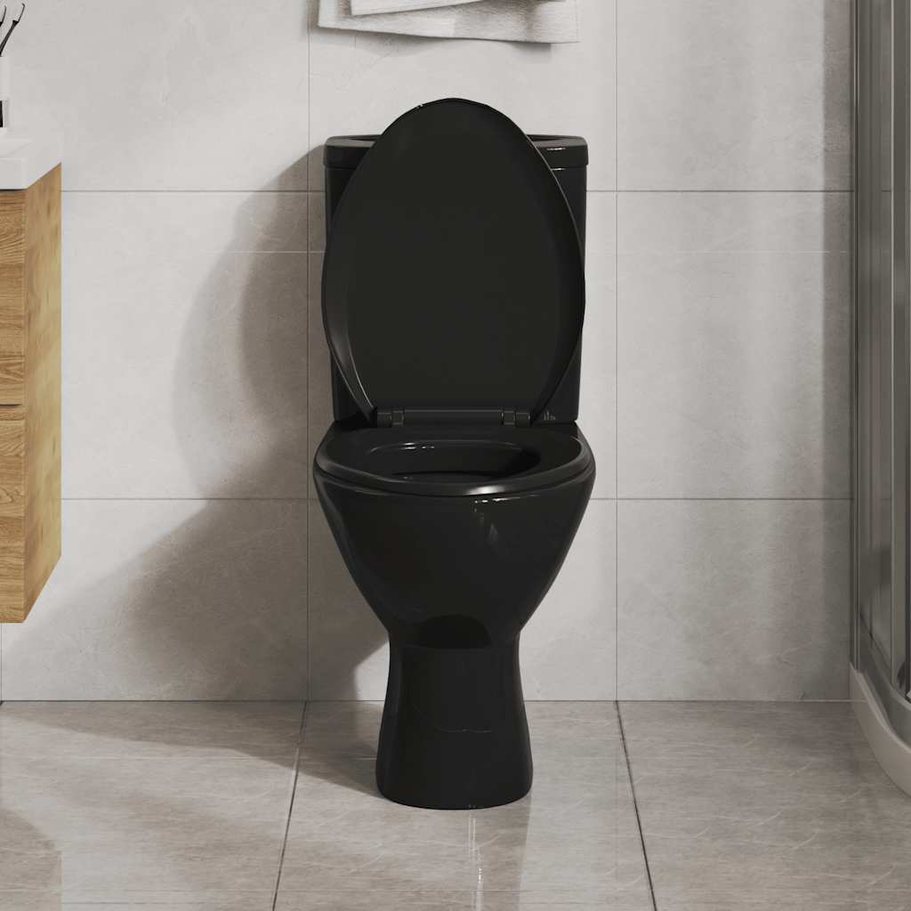 145020 vidaXL Soft-close Toilet Seat with Quick-release Design Black