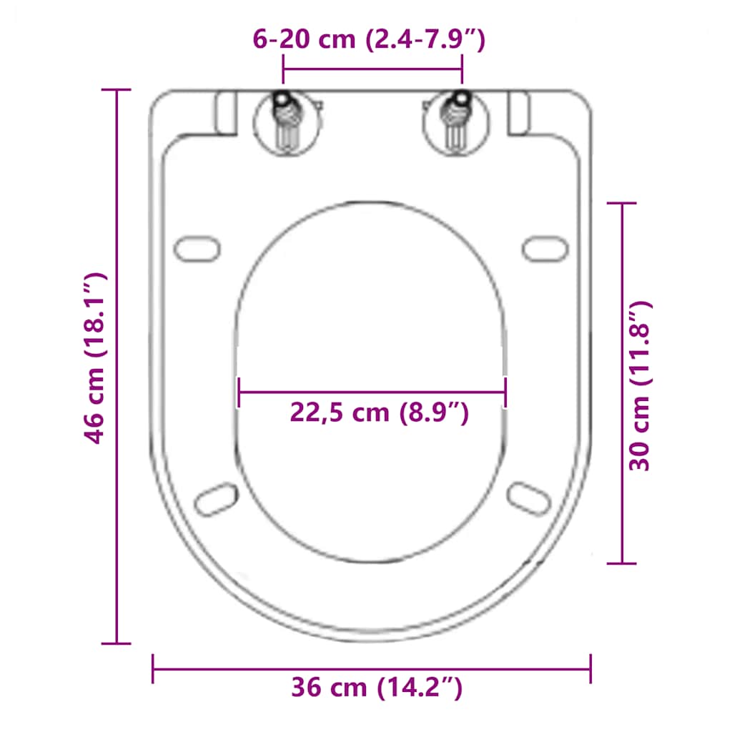 vidaXL Soft-close Toilet Seat with Quick-release Design Black