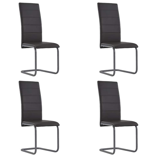 vidaXL Cantilever Dining Chairs 4 pcs Brown Faux Leather
