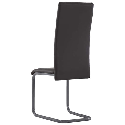 vidaXL Cantilever Dining Chairs 4 pcs Brown Faux Leather