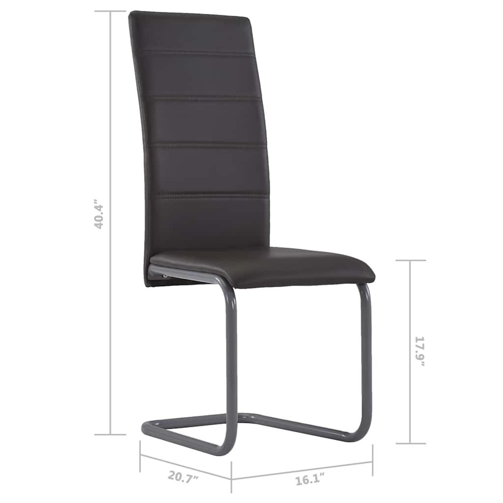 vidaXL Cantilever Dining Chairs 4 pcs Brown Faux Leather
