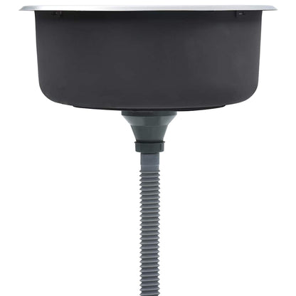 vidaXL Kitchen Sink with Strainer and Trap Stainless Steel