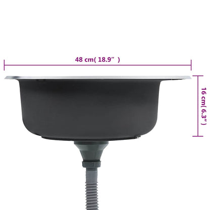 vidaXL Kitchen Sink with Strainer and Trap Stainless Steel