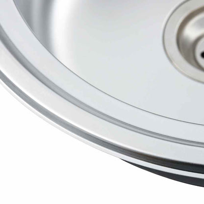 vidaXL Kitchen Sink with Strainer and Trap Oval Stainless Steel