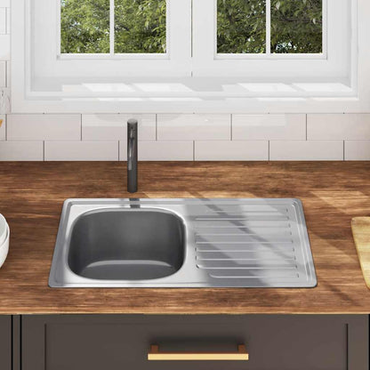 vidaXL Kitchen Sink with Strainer and Trap Stainless Steel