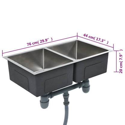 vidaXL Handmade Kitchen Sink Stainless Steel