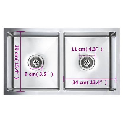 vidaXL Handmade Kitchen Sink Stainless Steel