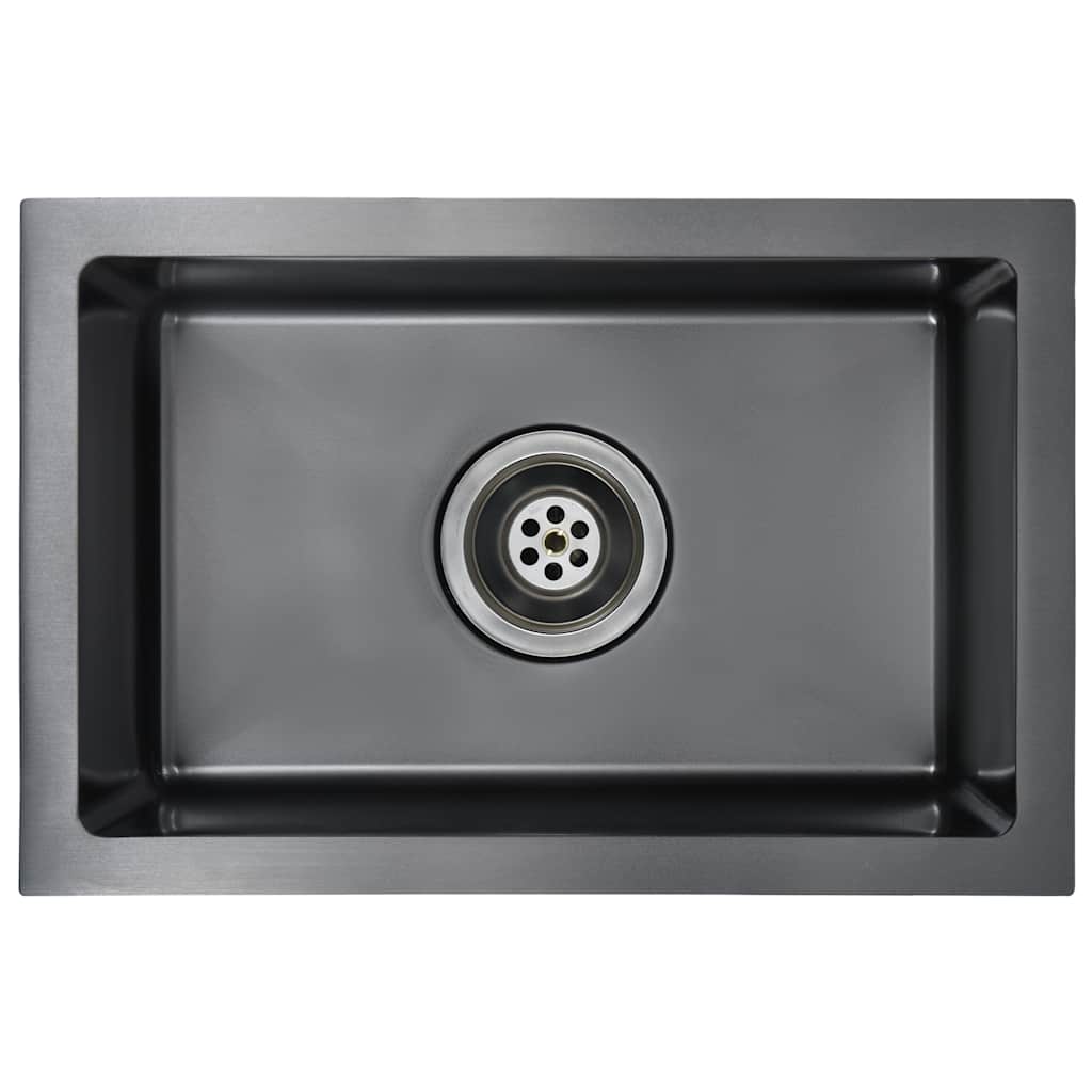 vidaXL Handmade Kitchen Sink Black Stainless Steel