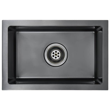 vidaXL Handmade Kitchen Sink Black Stainless Steel