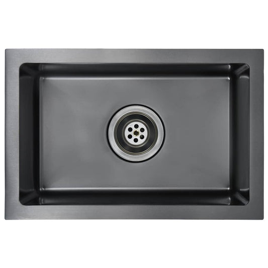 vidaXL Handmade Kitchen Sink Black Stainless Steel