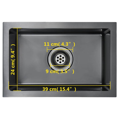 vidaXL Handmade Kitchen Sink Black Stainless Steel