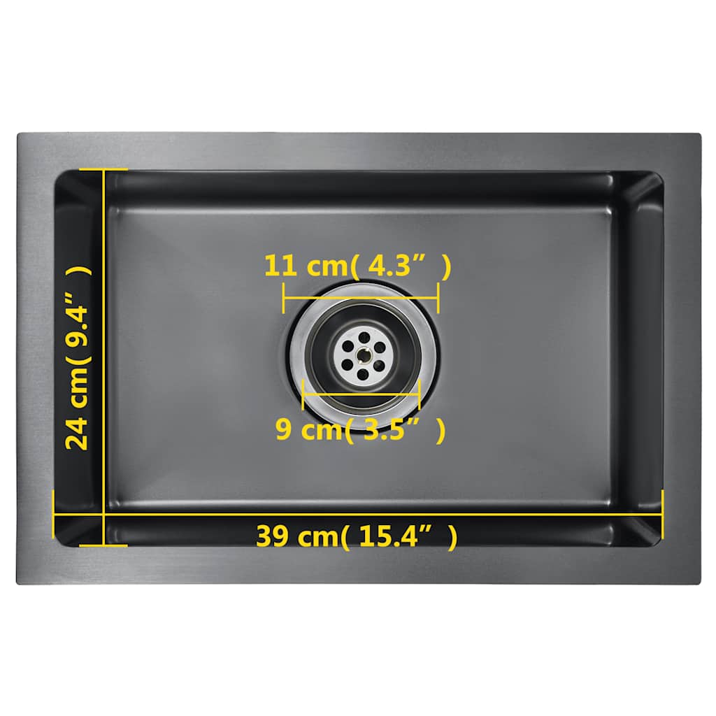 vidaXL Handmade Kitchen Sink Black Stainless Steel