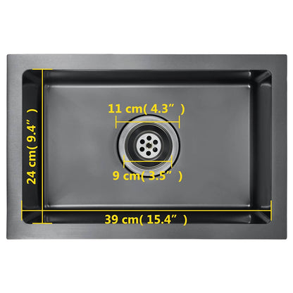 vidaXL Handmade Kitchen Sink Black Stainless Steel
