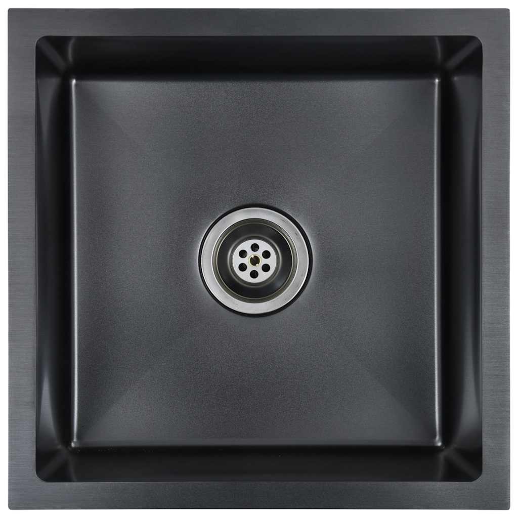 vidaXL Handmade Kitchen Sink Black Stainless Steel