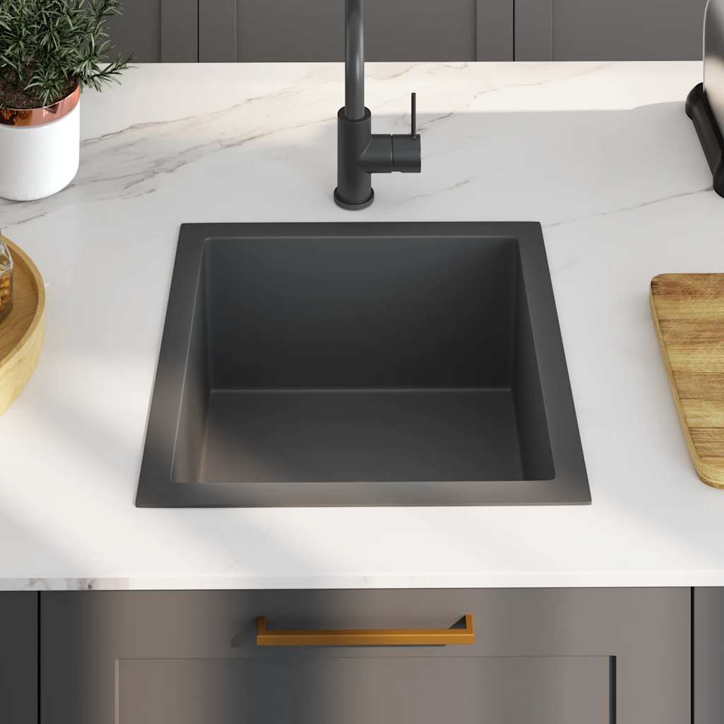 vidaXL Handmade Kitchen Sink Black Stainless Steel