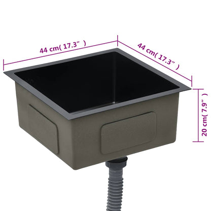 vidaXL Handmade Kitchen Sink Black Stainless Steel