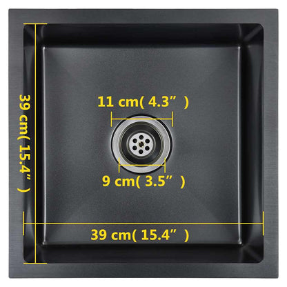 vidaXL Handmade Kitchen Sink Black Stainless Steel