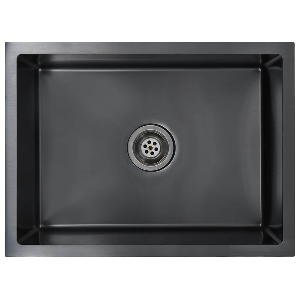 vidaXL Handmade Kitchen Sink Black Stainless Steel
