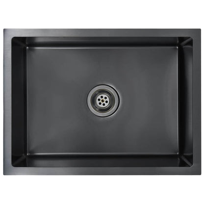 vidaXL Handmade Kitchen Sink Black Stainless Steel