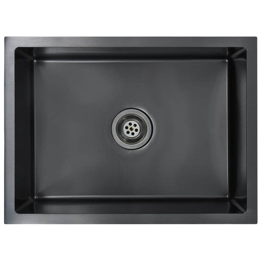 vidaXL Handmade Kitchen Sink Black Stainless Steel