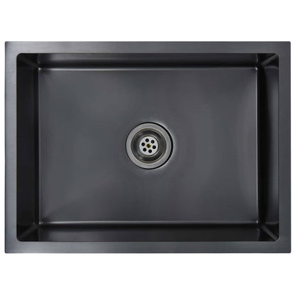 vidaXL Handmade Kitchen Sink Black Stainless Steel