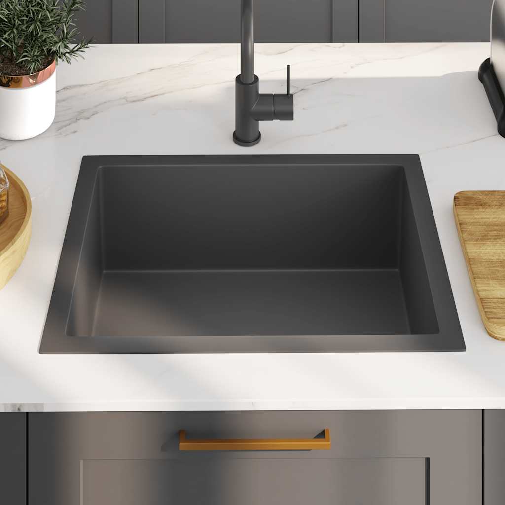 vidaXL Handmade Kitchen Sink Black Stainless Steel