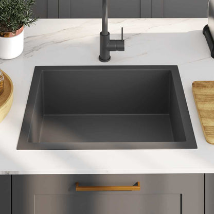 vidaXL Handmade Kitchen Sink Black Stainless Steel
