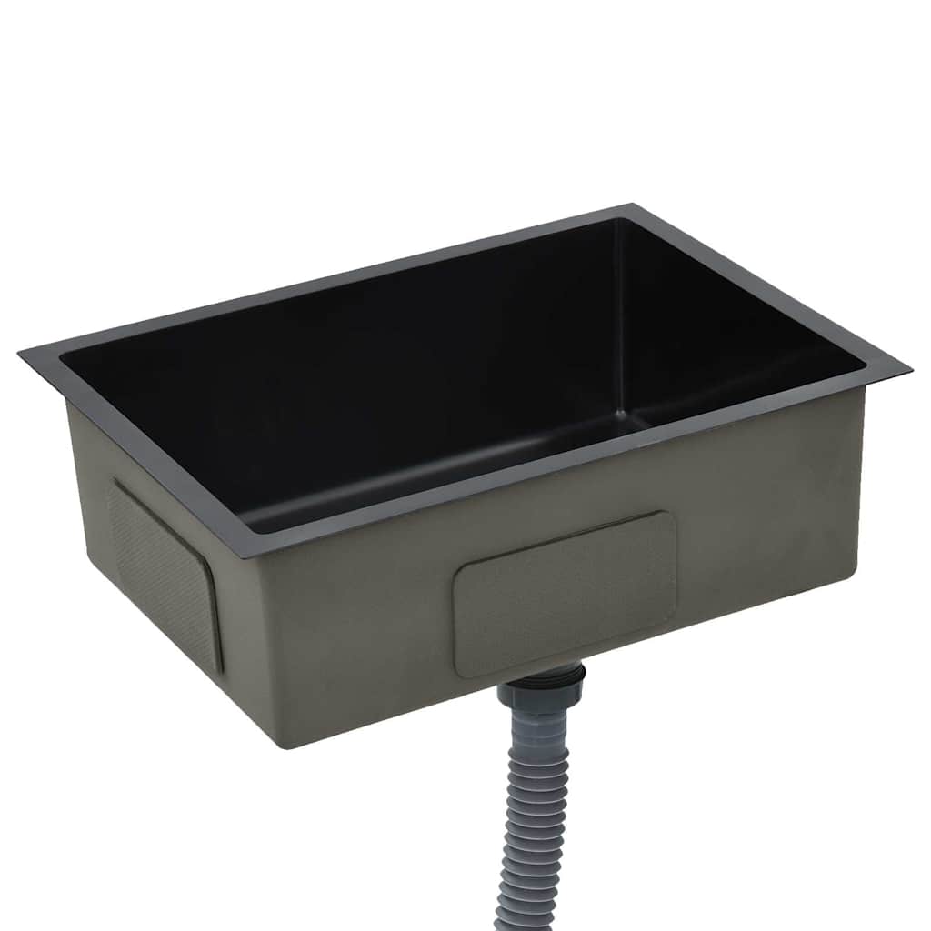 vidaXL Handmade Kitchen Sink Black Stainless Steel
