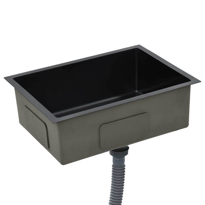 vidaXL Handmade Kitchen Sink Black Stainless Steel