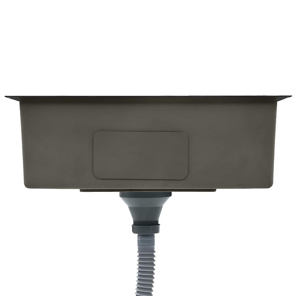 vidaXL Handmade Kitchen Sink Black Stainless Steel