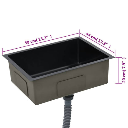 vidaXL Handmade Kitchen Sink Black Stainless Steel