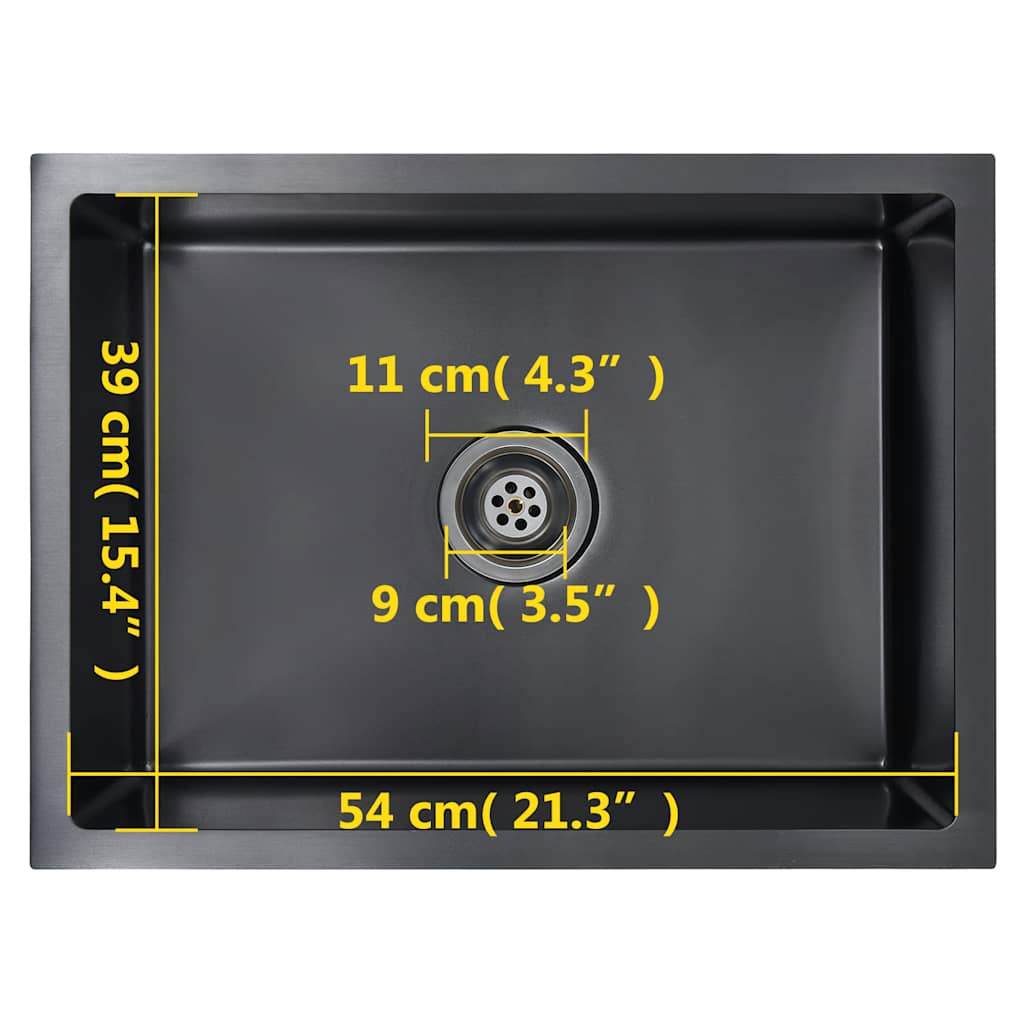 vidaXL Handmade Kitchen Sink Black Stainless Steel