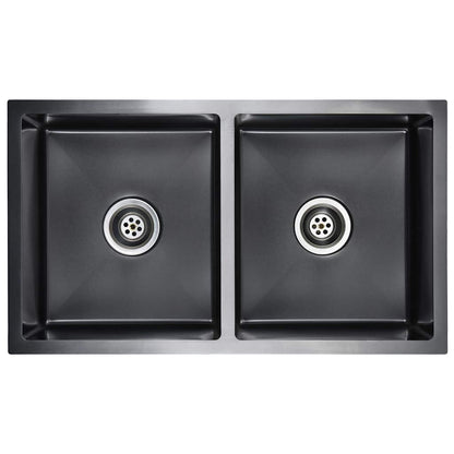 vidaXL Handmade Kitchen Sink Black Stainless Steel