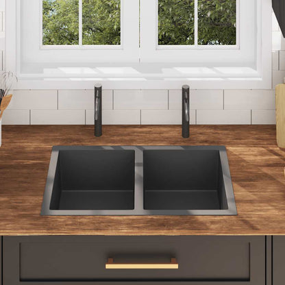 vidaXL Handmade Kitchen Sink Black Stainless Steel