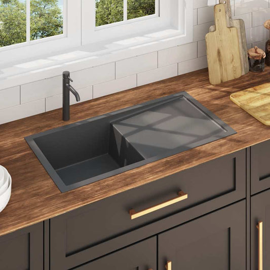 vidaXL Handmade Kitchen Sink Black Stainless Steel