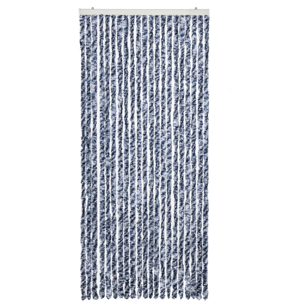 vidaXL Insect Curtain Blue, White and Silver 90x220 cm Chenille