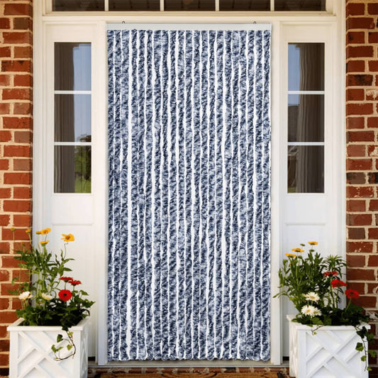 284274 vidaXL Insect Curtain Blue, White and Silver 90x220 cm Chenille