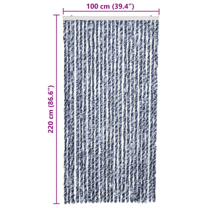 vidaXL Insect Curtain Blue, White and Silver 100x220 cm Chenille