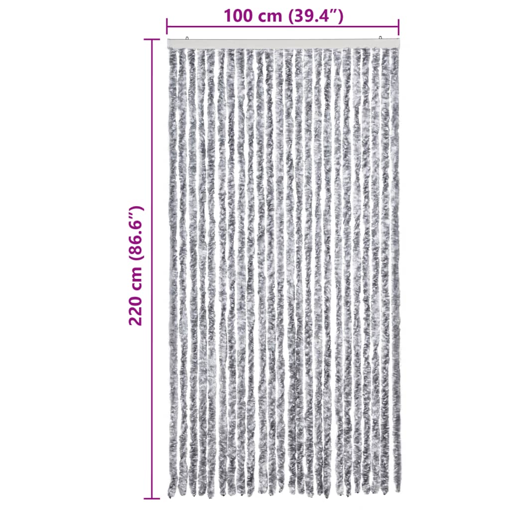 vidaXL Insect Curtain White and Grey 100x220 cm Chenille