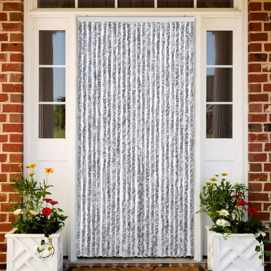 284281 vidaXL Insect Curtain White and Grey 100x220 cm Chenille