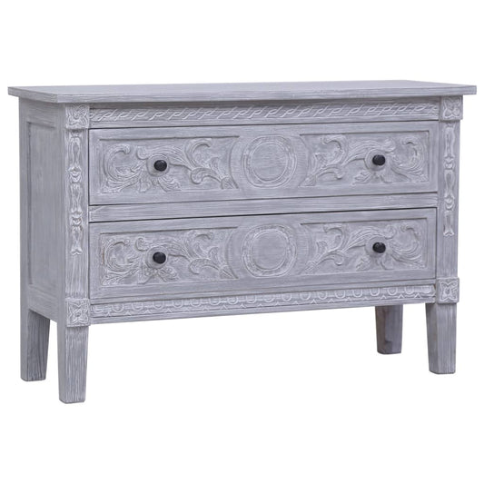 vidaXL Sideboard | Grey wash finish | Solid Mahogany wood | 90x30x60 cm