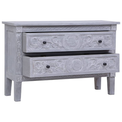 vidaXL Sideboard | Grey wash finish | Solid Mahogany wood | 90x30x60 cm
