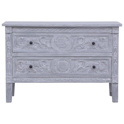 vidaXL Sideboard | Grey wash finish | Solid Mahogany wood | 90x30x60 cm