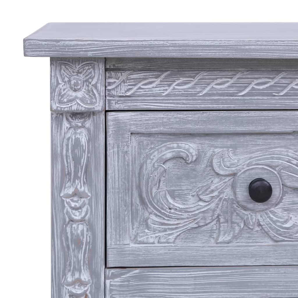 vidaXL Sideboard | Grey wash finish | Solid Mahogany wood | 90x30x60 cm