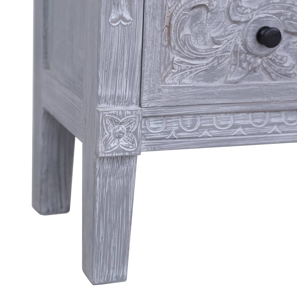 vidaXL Sideboard | Grey wash finish | Solid Mahogany wood | 90x30x60 cm