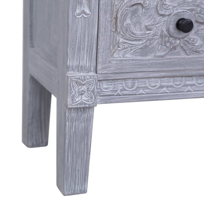 vidaXL Sideboard | Grey wash finish | Solid Mahogany wood | 90x30x60 cm