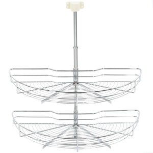 vidaXL 2-Tier Kitchen Wire Basket Silver 180 Degree 75x38x80 cm
