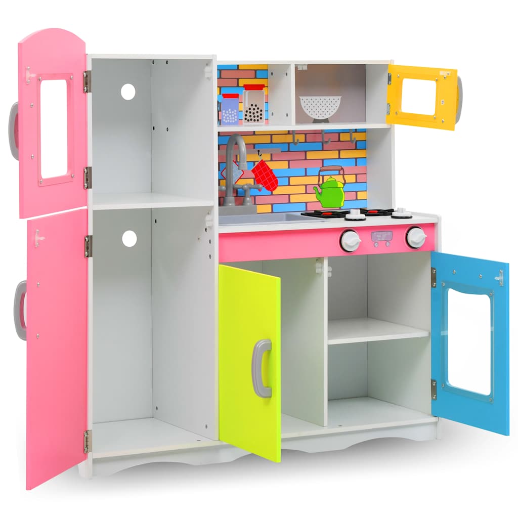80255 vidaXL Kids'Play Kitchen MDF 80x30x85 cm Multicolour