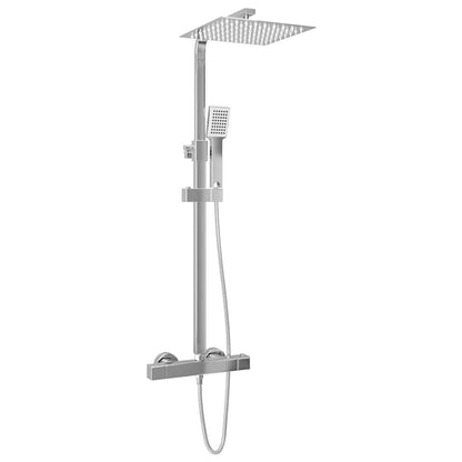vidaXL Dual Head Shower Set with Thermostat Stainless Steel